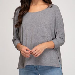 NEW She + Sky Oversized Knit Top Grey M